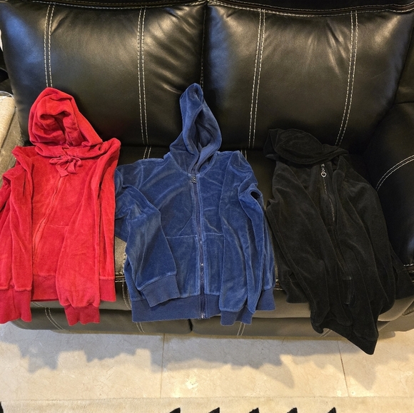 Velour Hoodie Set Of 3 - Red, Blue, Black Size Small - Picture 3 of 5